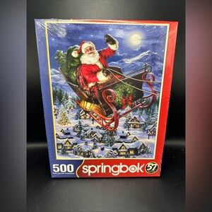 Springbok 500 Piece Christmas Jigsaw Puzzle Santa Sleigh 18x23.5  USA New
